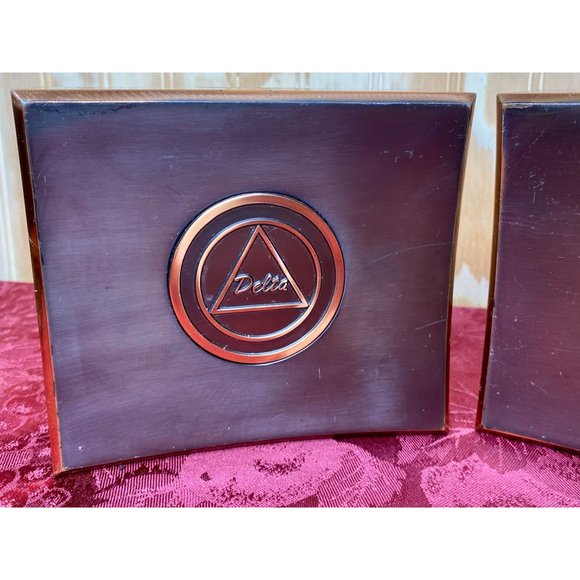 Vintage Delta (upper case) Symbol Triangle Weighted Bookends Pair 2lbs. Each Bro - Picture 3 of 16